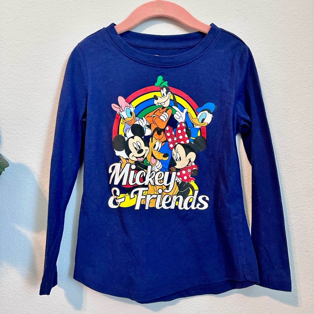 Disney Navy Blue Mickey & Friends Rainbow Long Sleeve Tee